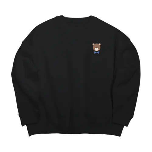 くまビッグスウェット 茶×青 Big Crew Neck Sweatshirt