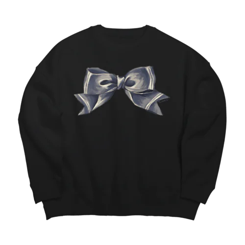 リボン＿ブラックドリーム♡ Big Crew Neck Sweatshirt