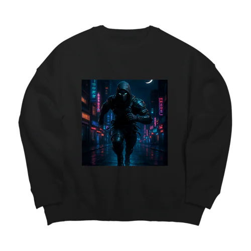 ネオン街を疾走するニンジャ Big Crew Neck Sweatshirt