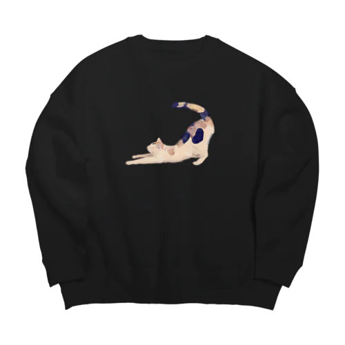 三毛猫 伸び～ 枠無し Big Crew Neck Sweatshirt