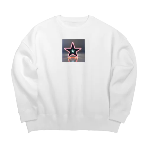 ネオンカラーの宇宙に浮かぶ星 Big Crew Neck Sweatshirt