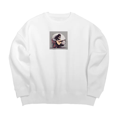 アコースティックな少女 Big Crew Neck Sweatshirt