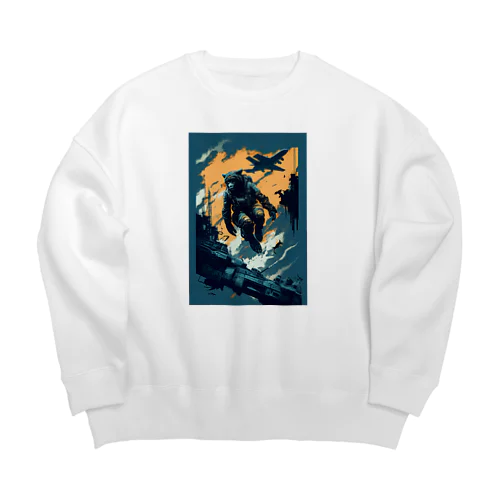 宇宙冒険さるかいな Big Crew Neck Sweatshirt