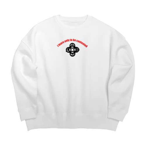 吾唯足知h.t.ショルダーアーチ黒・赤英語 Big Crew Neck Sweatshirt