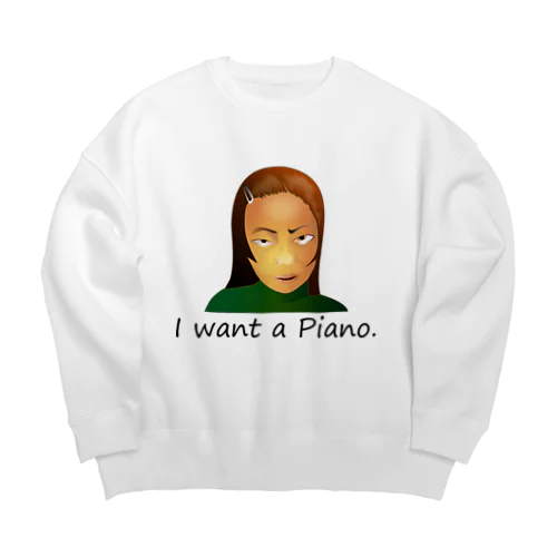 I Want A Piano.(black) Big Crew Neck Sweatshirt
