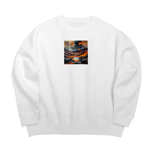 恐山の水彩画 Big Crew Neck Sweatshirt