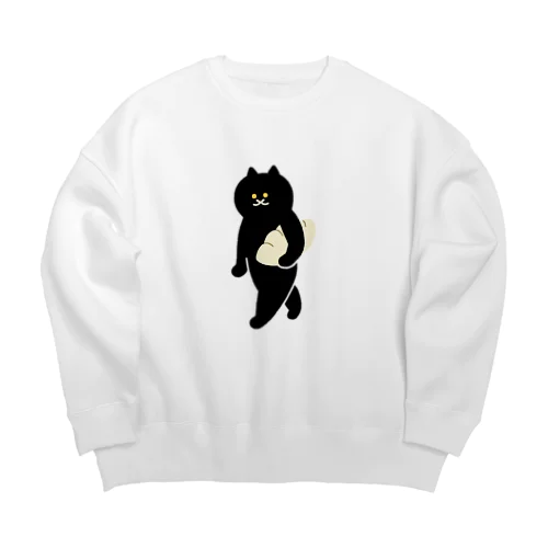 【大】餃子をMacBookのように運ぶねこ Big Crew Neck Sweatshirt