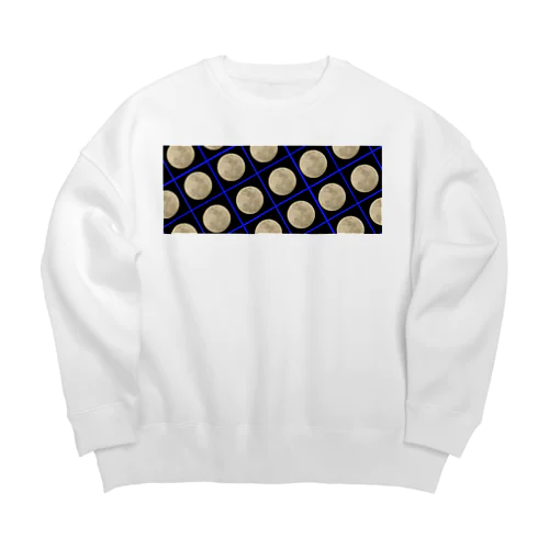 満月_青_左120 Big Crew Neck Sweatshirt