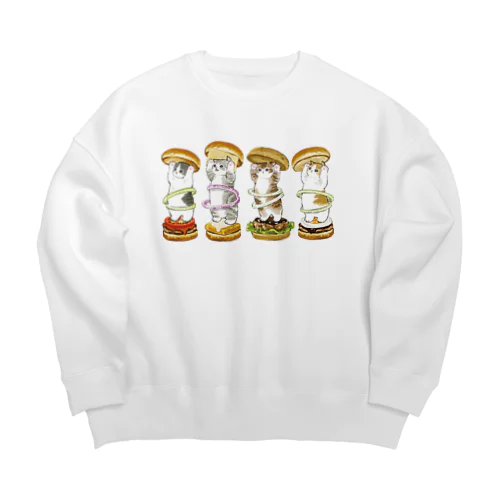 にゃんこバーガー Big Crew Neck Sweatshirt