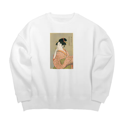 ビードロを吹く娘　utamaro Big Crew Neck Sweatshirt