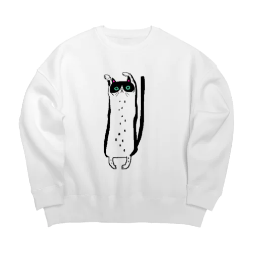 手足の柄がぷちぷちのねこはお腹もぷちぷち Big Crew Neck Sweatshirt