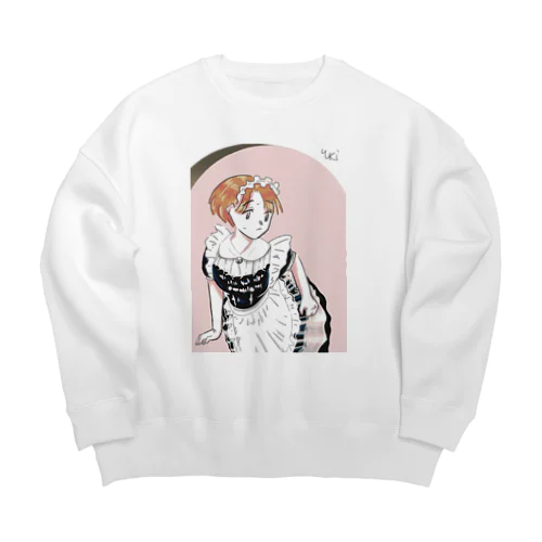 メイド服少女 Big Crew Neck Sweatshirt