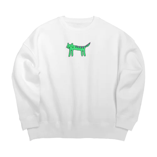 闇からの使者、緑ネコ Big Crew Neck Sweatshirt