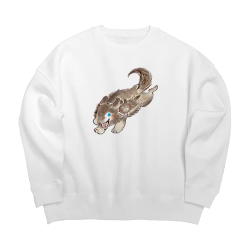オオカミのウルフル Big Crew Neck Sweatshirt