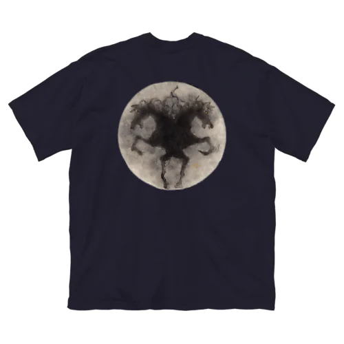 双頭馬　黒　Double headed white horse  Big T-Shirt