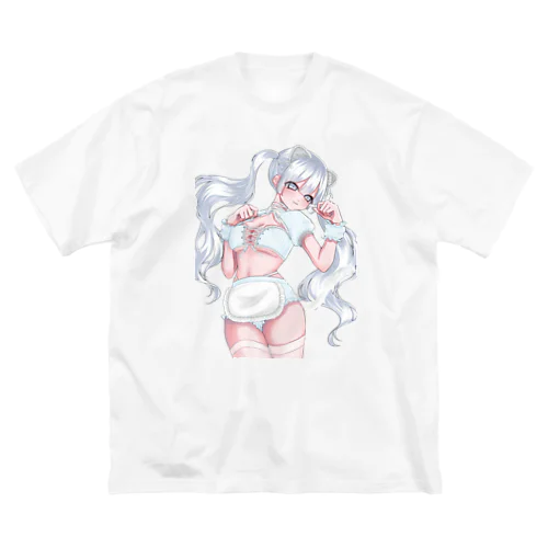 necochan(白×水色)(背景透過) Big T-Shirt