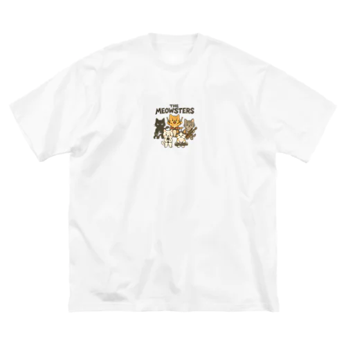 The Meowsters｜ゆるキャラ猫バンドTシャツ（5匹ver.）/The Meowsters | Cute Rock Band Cats T-Shirt (5 Members) Big T-Shirt