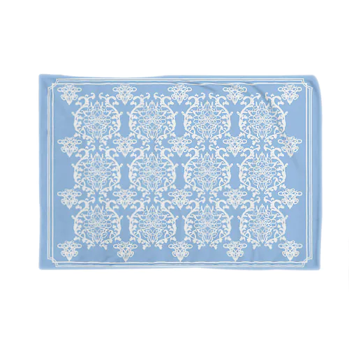 パステルブルーとホワイトのダマスク柄 ウォレットフォンケース Blanket