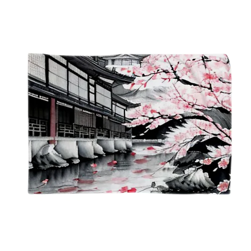 日本家屋と桜 Blanket