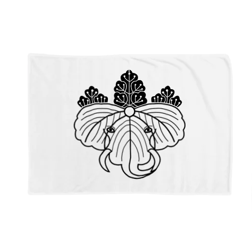 動物家紋。H.T.（桐にゾウ）黒 Blanket