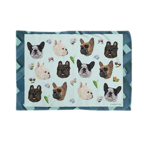 2022spring/FBブランケット【ブルーオブシー×チェック】 Blanket