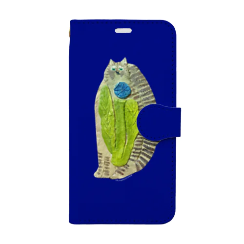 茶トラと青い花 Book-Style Smartphone Case