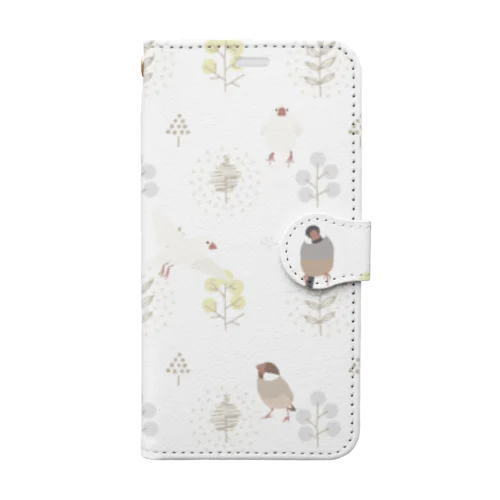 文鳥さん　ホワイト Book-Style Smartphone Case