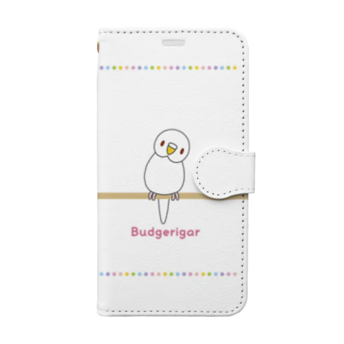 ♢iPhone12mini ケース 手帳型 ホワイト セキセイインコ 花柄 ♢iPhone12mini ケース 手帳型 ホワイト セキセイインコ 花柄 セキセイ
