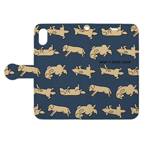 寝相（ネイビー） Book-Style Smartphone Case