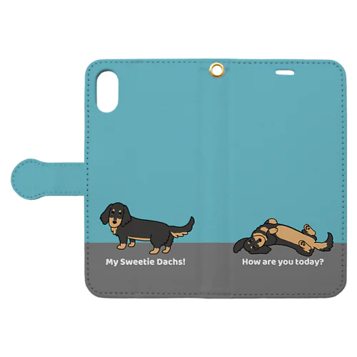 ダックスブラックタン（ブルー） Book-Style Smartphone Case