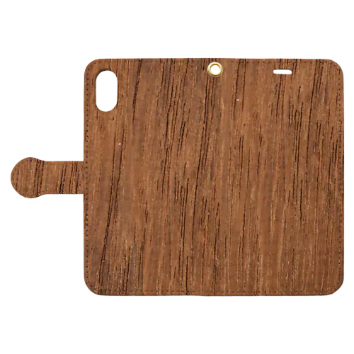 木目調のウッディーなシンプルスマホケース①  Book-Style Smartphone Case