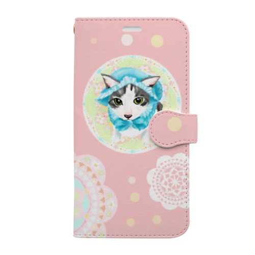猫姫アイフォンケース＊サバトラシロ＊ Book-Style Smartphone Case
