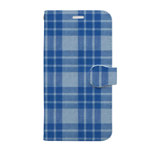 Yokohama blue チェック柄 Book-Style Smartphone Case