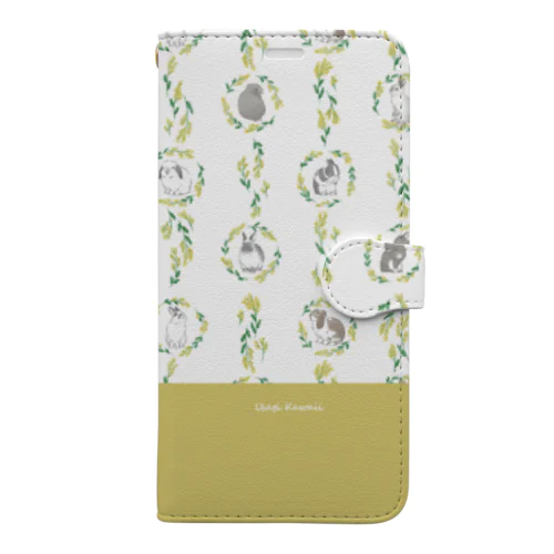 ミモザとうさぎさん Book-Style Smartphone Case