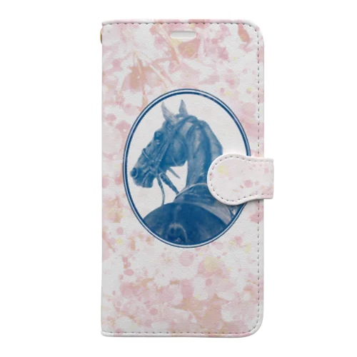 サラブレッドの肖像画（ピンク） Book-Style Smartphone Case