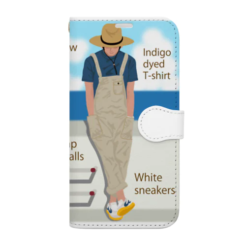 海と麦わら帽の青年 Book-Style Smartphone Case