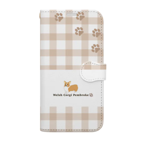 ギンガムチェック　コーギー Book-Style Smartphone Case