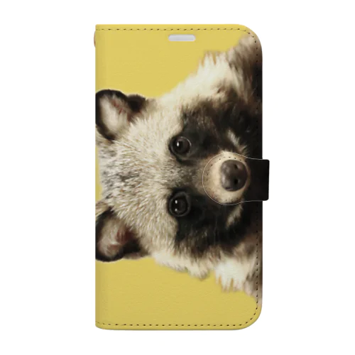 【iPhone14Pro/13Pro専用データ】(イエロー)タヌキのリンク Book-Style Smartphone Case