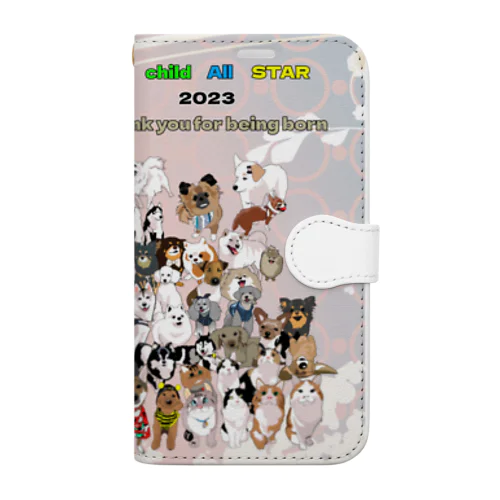 うちの子オールスター2023クッション Book-Style Smartphone Case