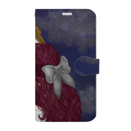 シャム猫娘「ボーダー」ジャケットイラスト 鏡越しのシャム猫 Book-Style Smartphone Case