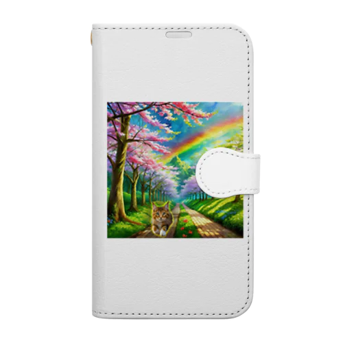 虹の橋を渡って帰ってきた茶トラ猫 Book-Style Smartphone Case