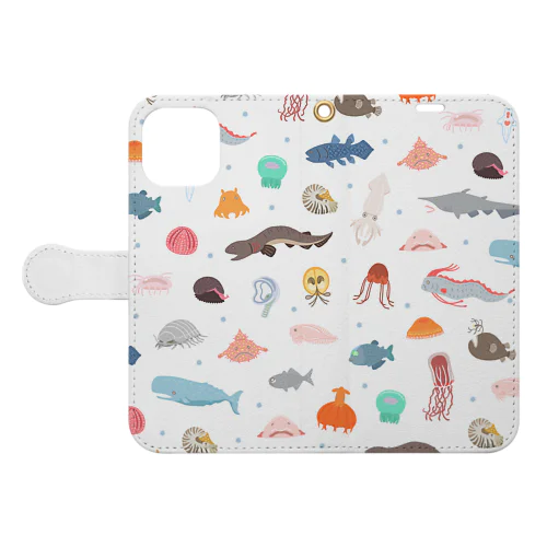 深海生物集合（パステル） Book-Style Smartphone Case
