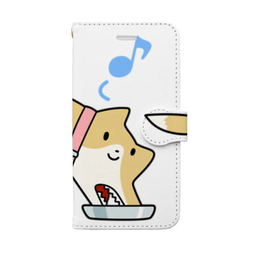 ごはんもぐもぐwith音符とブルーバード Book-Style Smartphone Case