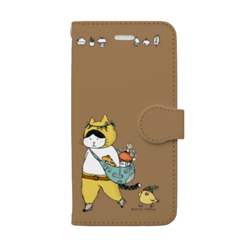 手帳型iPhoneケース・きのこねこ Book-Style Smartphone Case