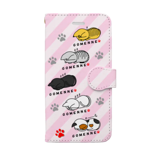 ごめん寝＊ピンクver. Book-Style Smartphone Case