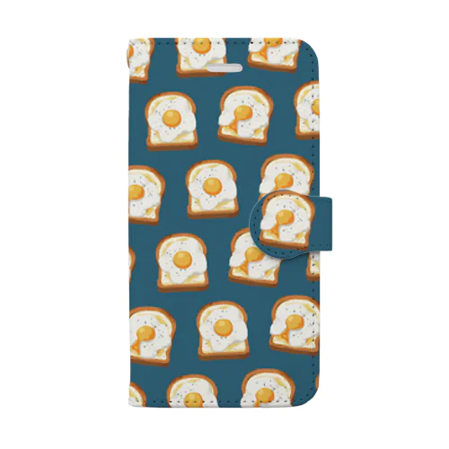 卵トースト[青] Book-Style Smartphone Case