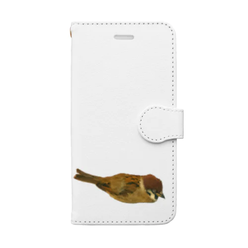 お昼寝スズメ写真 Book-Style Smartphone Case