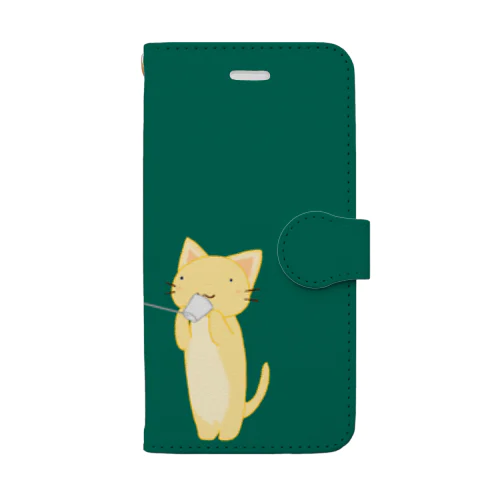 きねこ糸電話（緑） Book-Style Smartphone Case