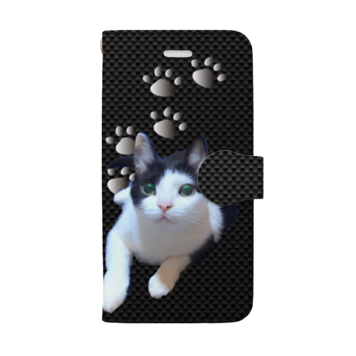 くぅスマホケース・手帳型（カーボン調） Book-Style Smartphone Case