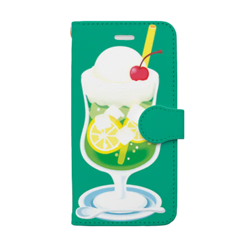 クリームソーダ[緑] Book-Style Smartphone Case